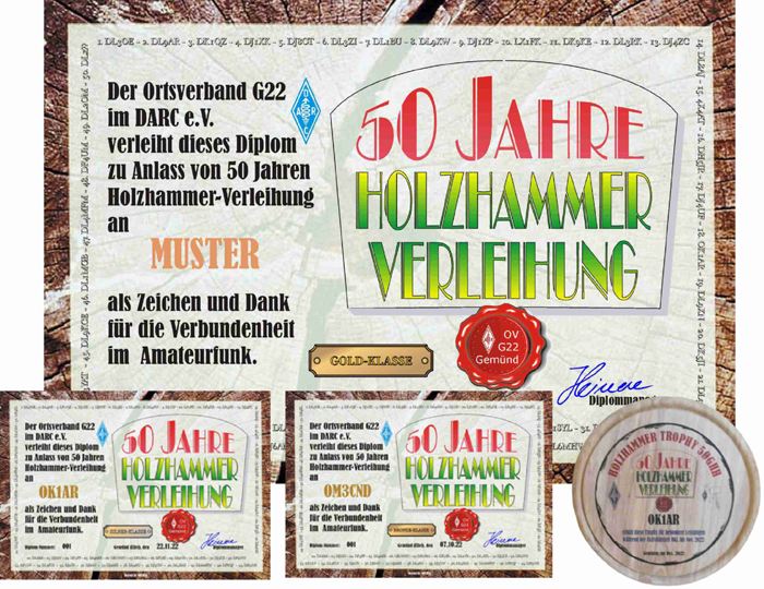 alle Diplome zu 50 Jahre Holzhammerverleihung